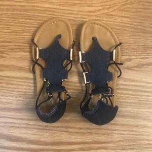 Toddler Navy Blue W/ Gold Sandals Size 12